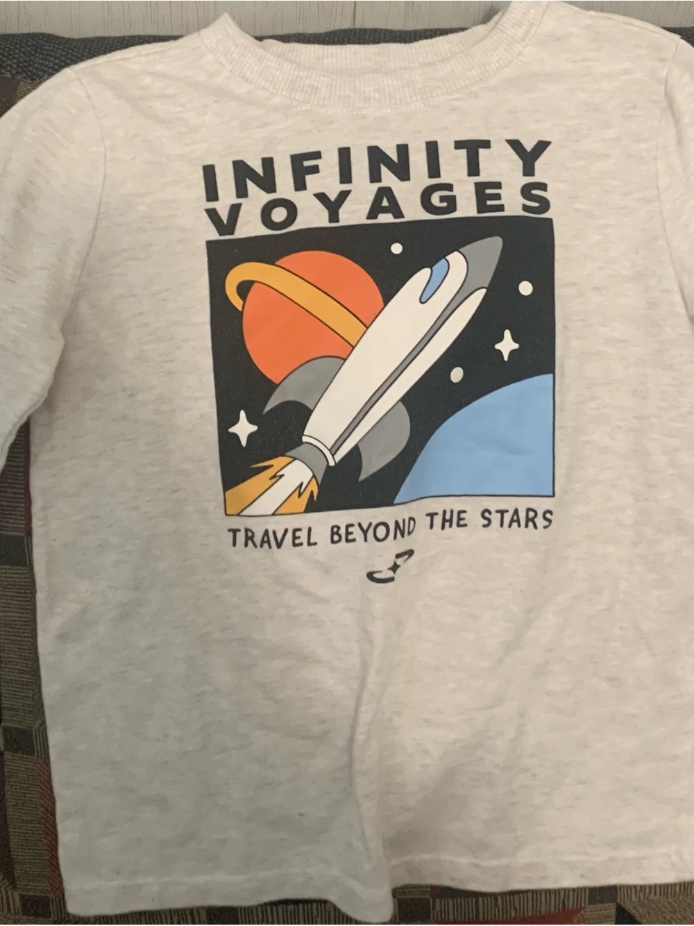 Garanimals Light Gray Long Sleeve Tee with Rocket Graphic